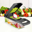 Cortador de Legumes e Vegetais 12 em 1 – Fatiador Multiuso com 7 Lâminas Inox e Coletor