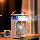 Ventilador Portátil USB com LED e Umidificador de Ar – Ideal para Mesa, Escritório e Viagens