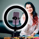 Ring Light LED 8” com Tripé de Mesa e Suporte para Celular – Iluminação Profissional para Vídeos e Lives