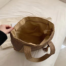 Bolsa Feminina de Palha Trançada para Praia – Design Elegante e Espaçosa para o Verão