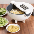 Cortador Multifuncional com Bacia de Drenagem – Para Frutas, Legumes e Verduras