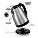 Chaleira Inox Elétrica 1.8L Com Desligamento Automático – Potente, Segura e com Base Giratória (1100W)