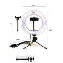 Anel de Luz 8 Polegadas com Tripé e Suporte para Celular – Ring Light para Gravações e Streaming