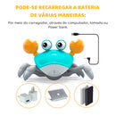 Caranguejo Musical Fujão Recarregável – Com Som, Luz e Sensor Inteligente de Obstáculos
