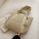 Bolsa Feminina de Palha Trançada para Praia – Design Elegante e Espaçosa para o Verão