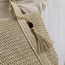 Bolsa Feminina de Palha Trançada para Praia – Design Elegante e Espaçosa para o Verão