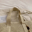 Bolsa Feminina de Palha Trançada para Praia – Design Elegante e Espaçosa para o Verão
