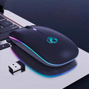 Mouse Bluetooth Sem Fio Dual Mode – LED Recarregável, Compatível com PC e Notebook