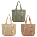 Bolsa Feminina de Palha Trançada para Praia – Design Elegante e Espaçosa para o Verão