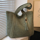 Bolsa Feminina de Palha Trançada para Praia – Design Elegante e Espaçosa para o Verão