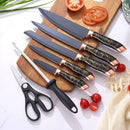 Kit de Facas Preto 7 Peças – Conjunto com Suporte e Tesoura Multiuso