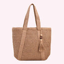 Bolsa Feminina de Palha Trançada para Praia – Design Elegante e Espaçosa para o Verão