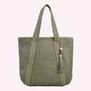 Bolsa Feminina de Palha Trançada para Praia – Design Elegante e Espaçosa para o Verão