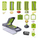 Cortador de Legumes e Vegetais 12 em 1 – Fatiador Multiuso com 7 Lâminas Inox e Coletor